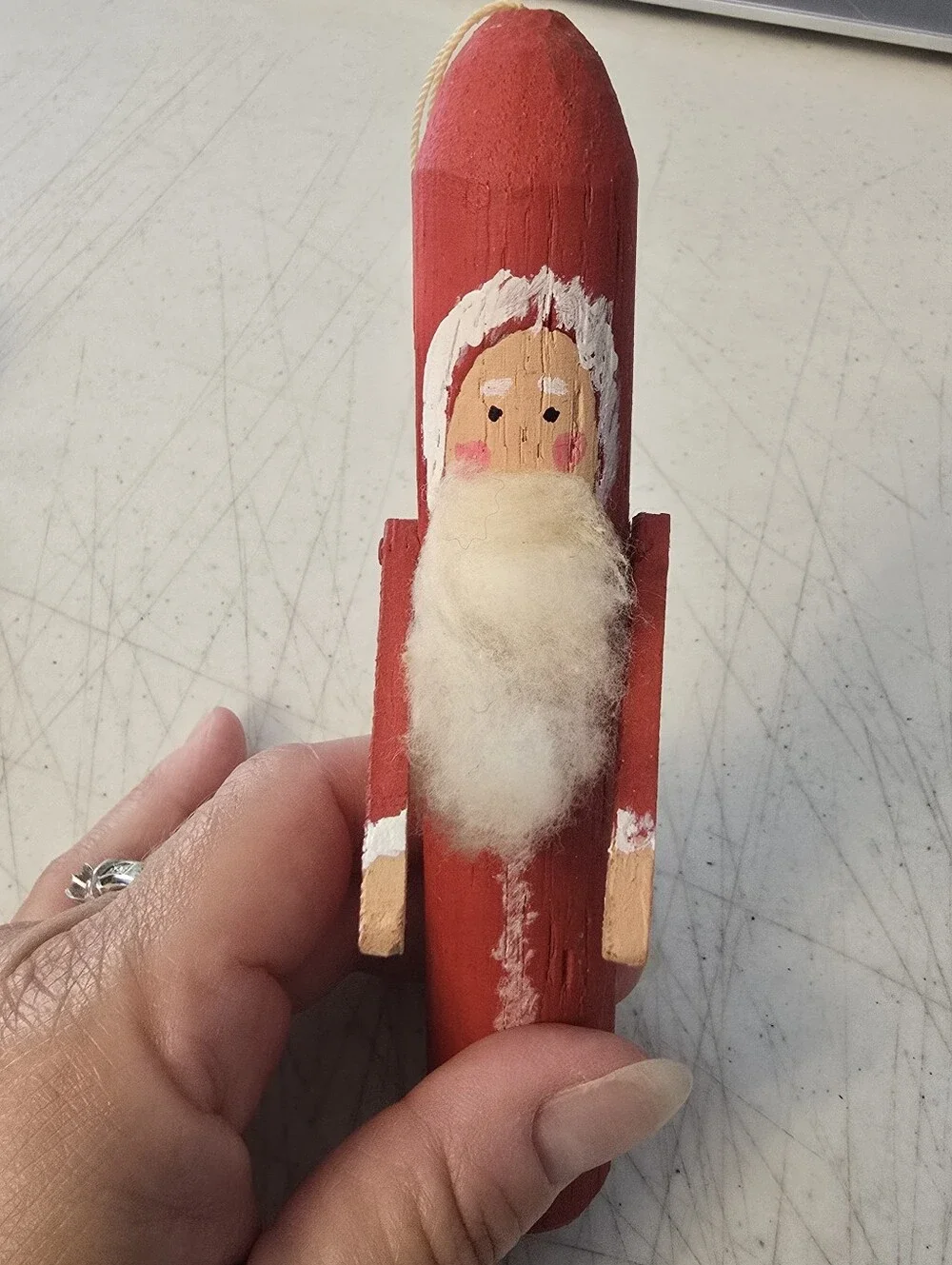 Christmas Decor Wooden Handpainted Folk Art Standing Santa Clause Figurine 6